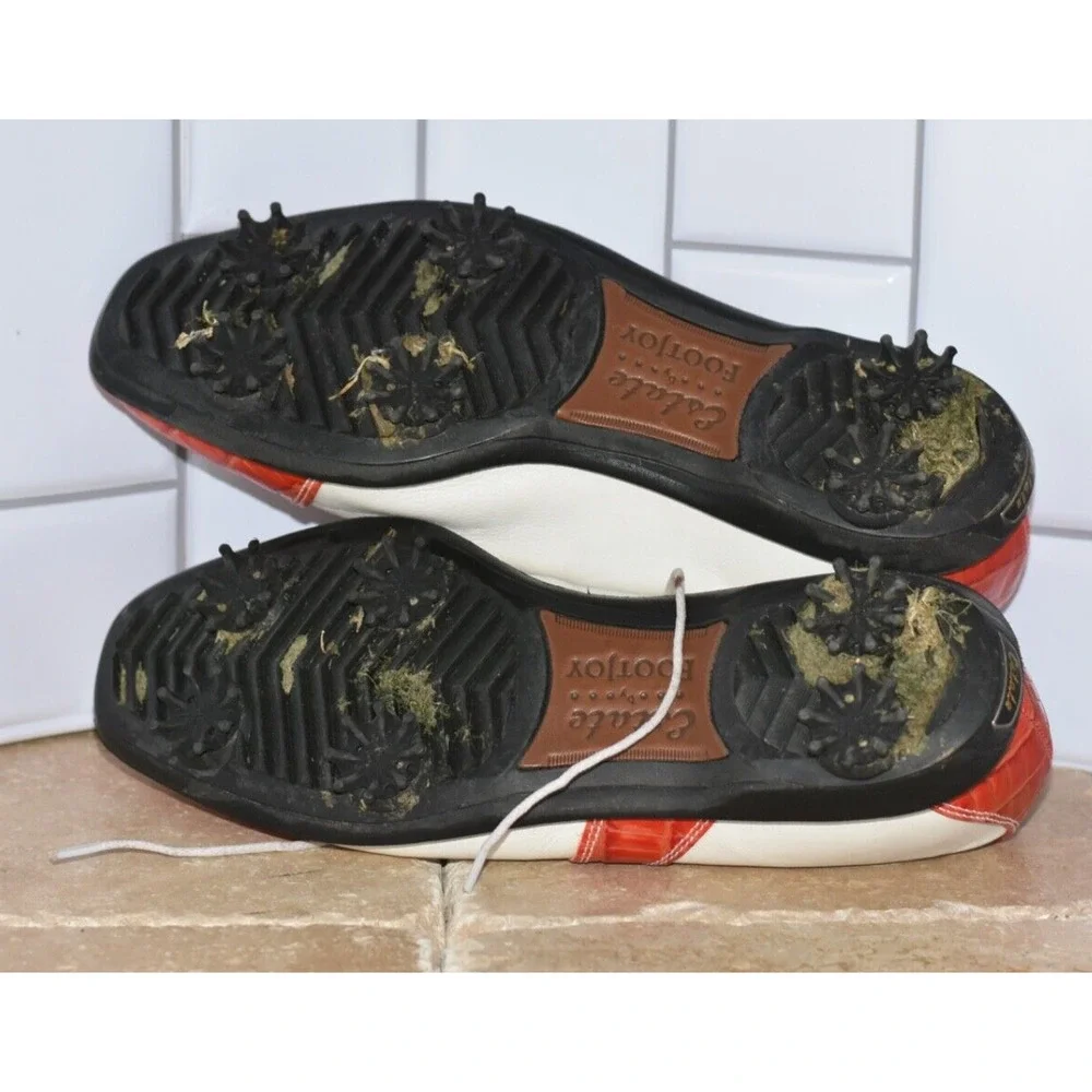 Foot Joy ( Estate Collection) White/Red color Croc Leather Golf shoes Size 8.5 M
